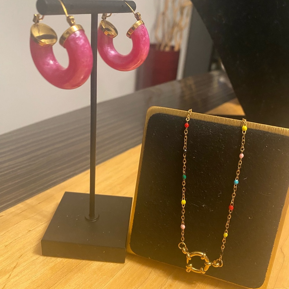 Pink and Gold Jewelry Set